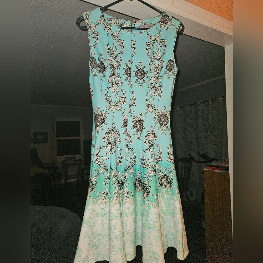 Danny & Nicole Mint and Black Patterned Maxi Dress